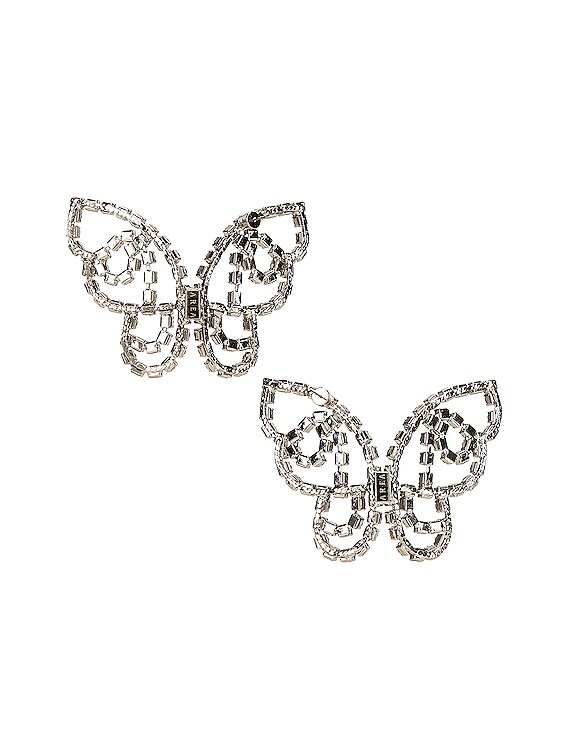 AREA Medium Butterfly Earrings in Multi & Silver | FWRD