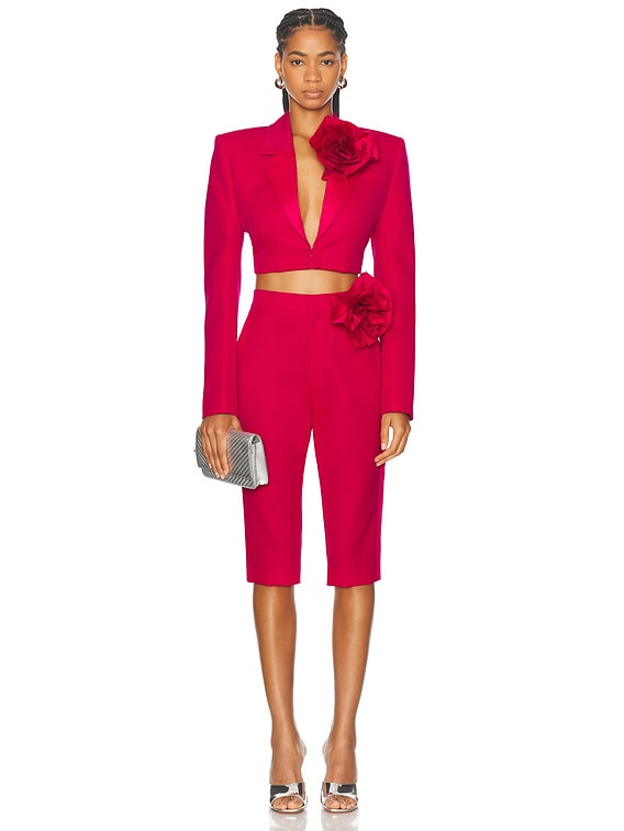 Flower Corsage Cropped Blazer
