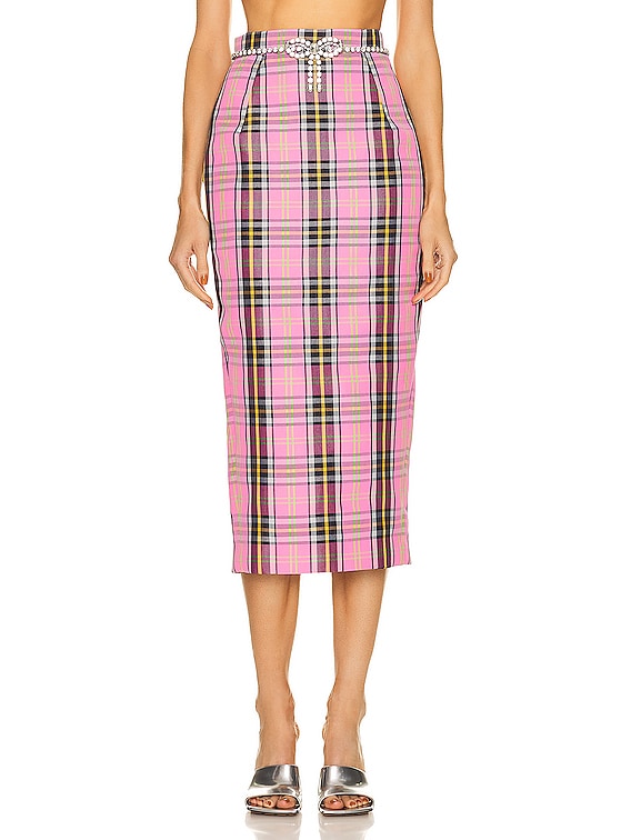 Pink plaid outlet pencil skirt