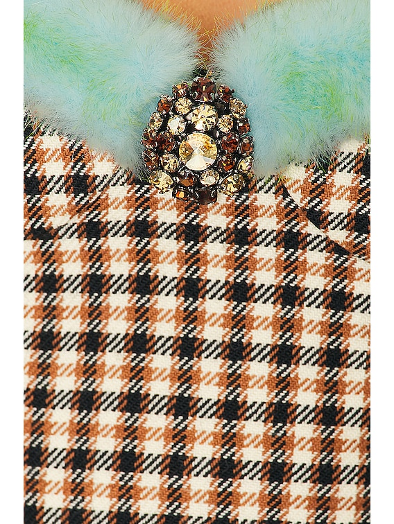 AREA Faux Fur Trim Bustier Top in Caramel Multi | FWRD