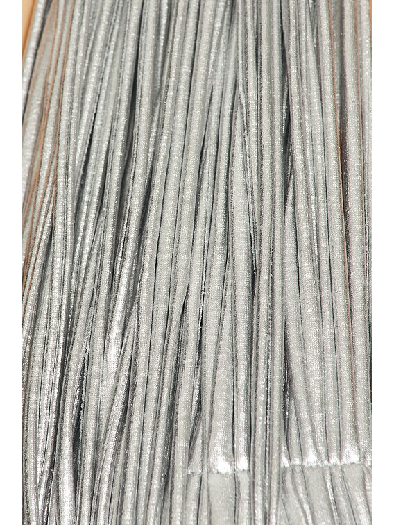 AREA Metallic Fringe Halter Top in Silver | FWRD