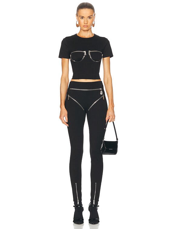 AREA Zipper Bustier Cup T-Shirt in Black | FWRD