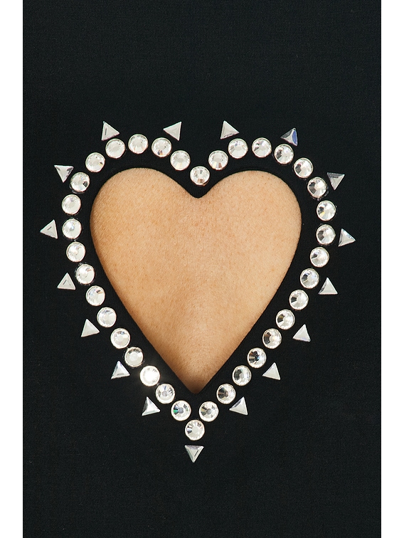 AREA Crystal Heart Cutout T-Shirt in Black | FWRD AREA Crystal Heart Cutout T-Shirt in Black | FWRD