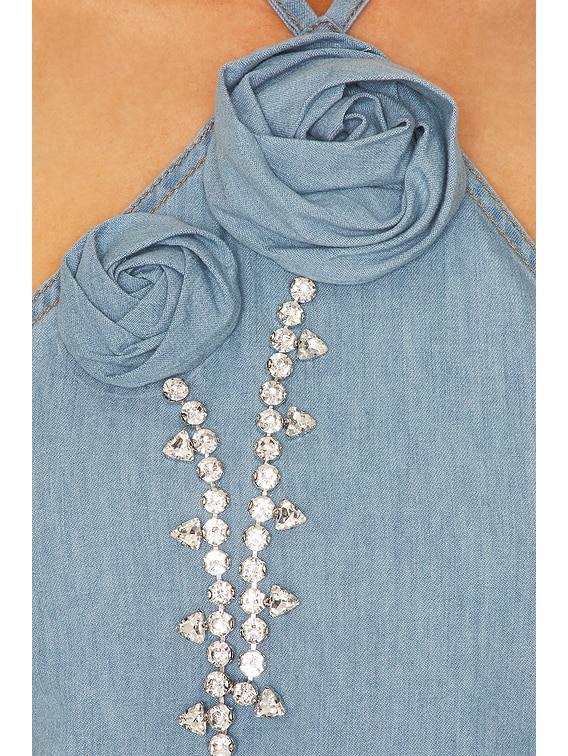 Crystal Rosette Handkerchief Top