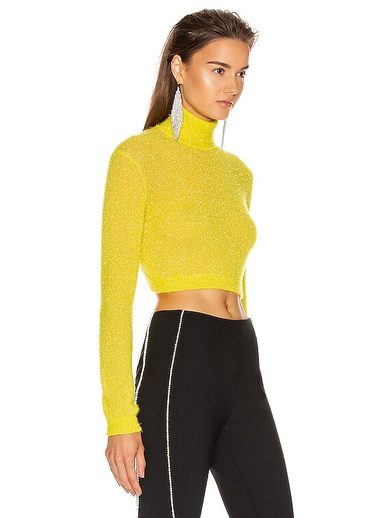 yellow turtleneck crop top