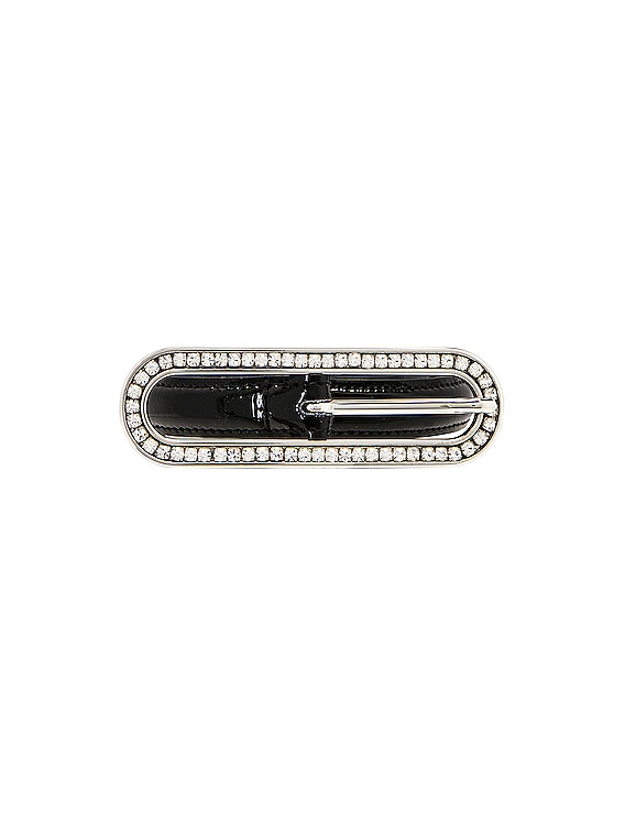 Alessandra Rich Crystal Buckle Patent Leather Belt in Black  display picture 1