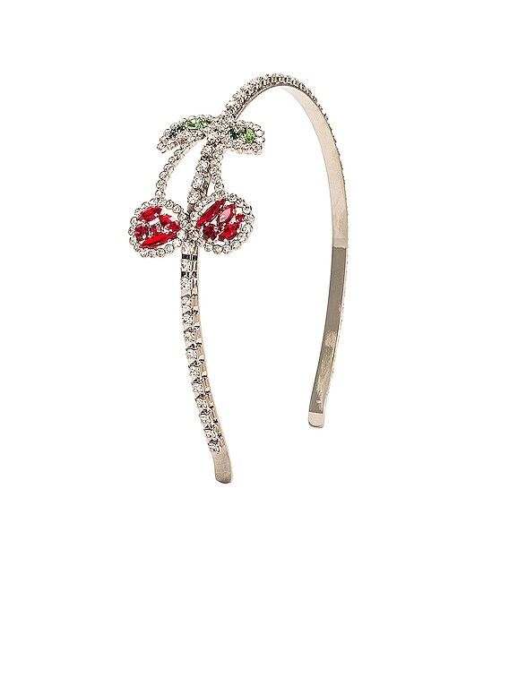 Alessandra Rich Crystal Headband With Cherry Embellishments in