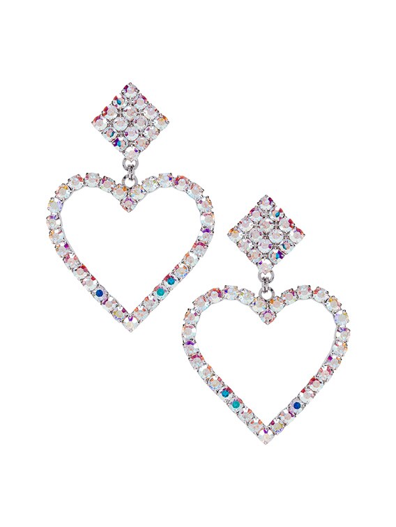 Alessandra Rich Heart Earrings in Borealis FWRD