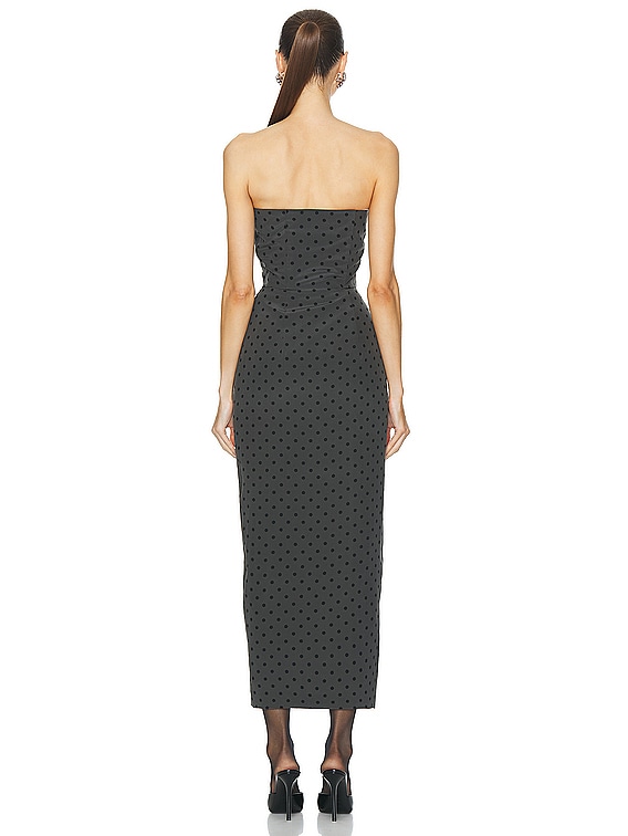Alessandra Rich Polka Dot Print Bustier Dress in Grey Alessandra Rich Polka Dot Print Bustier Dress in Grey