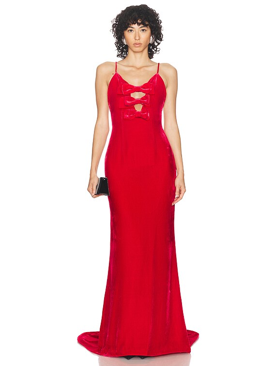 Alessandra Rich Velvet Gown in Red | FWRD