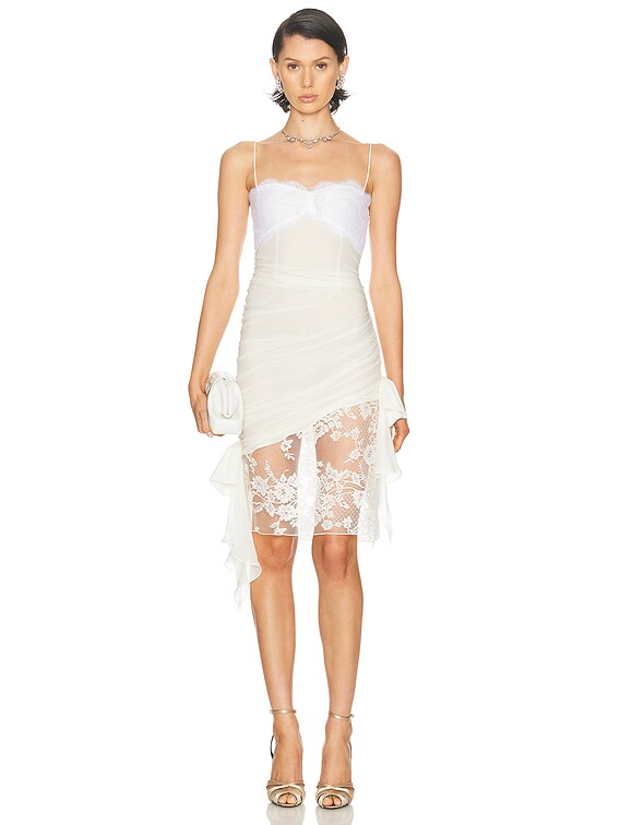 Alessandra Rich Lace Mini Dress in White | FWRD