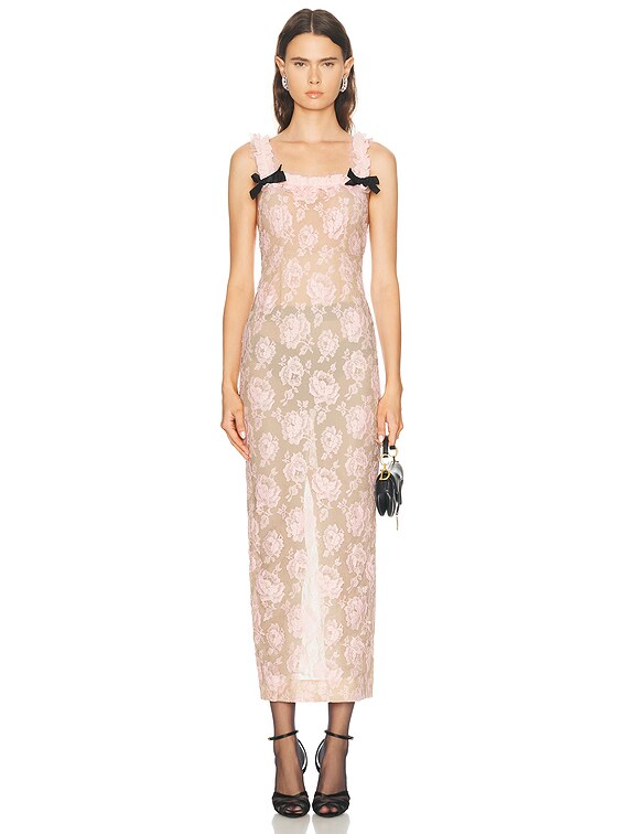 alessandra rich lace trim shift dress Alessandra Rich Lace Trim Midi Dress Alessandra Rich