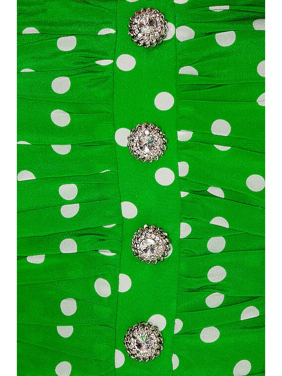 Alessandra Rich Polka Dot Dress With Peplum in Green | FWRD