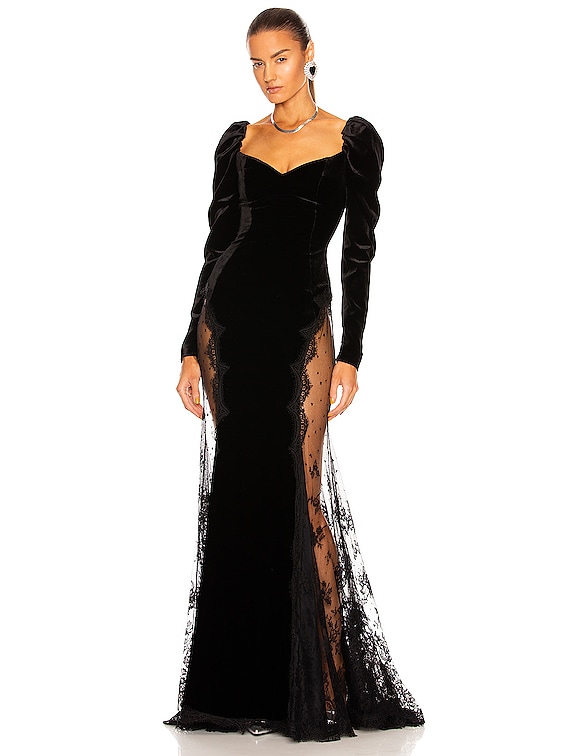 Alessandra Rich Velvet Gown in Black