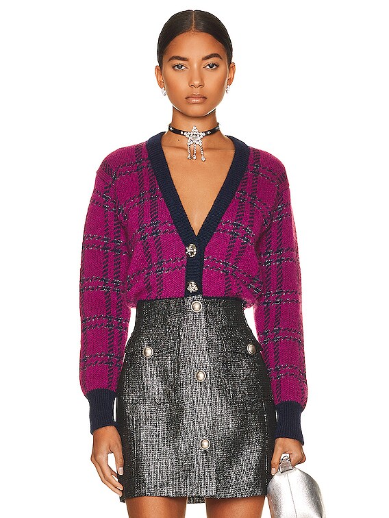 Alessandra Rich Tartan Knitted Cardigan 