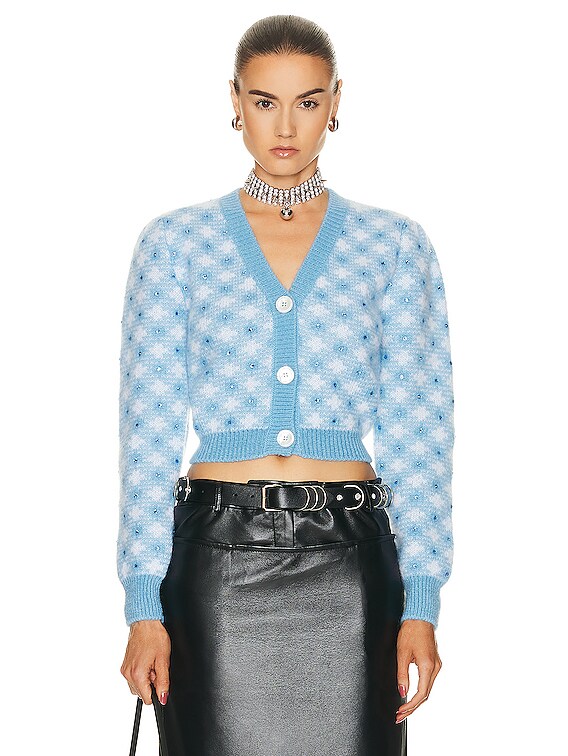 Alessandra Rich Long Sleeve Cardigan in Light Blue FWRD