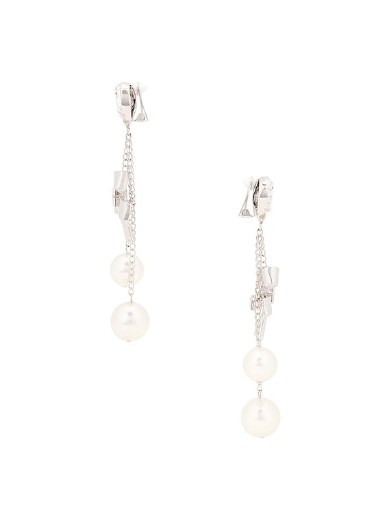 アクセサリーその他 ALESSANDRA RICH Bow earrings Silver FABA3256J0034 Alessandra Rich Bow Earrings in Crystal & Silver | FWRD