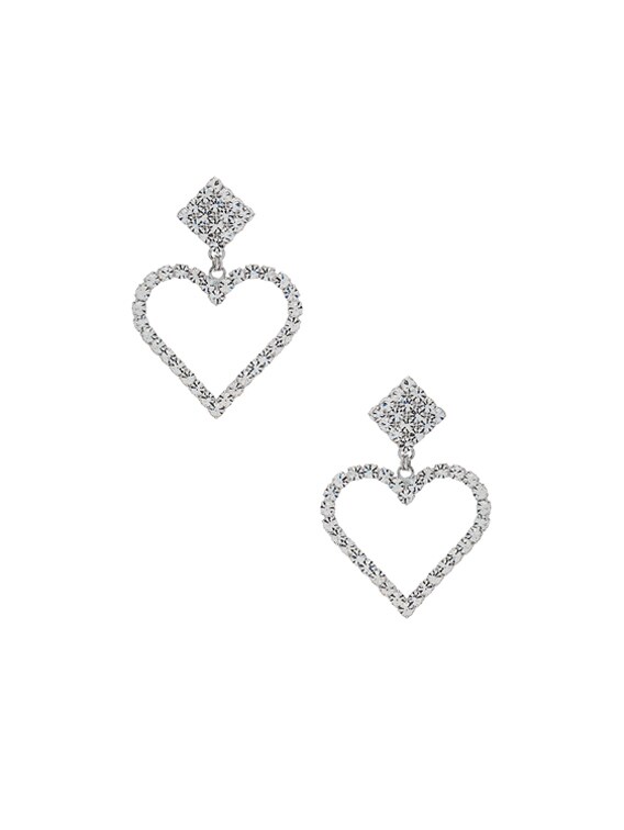 Alessandra Rich Heart Earrings in Crystal FWRD