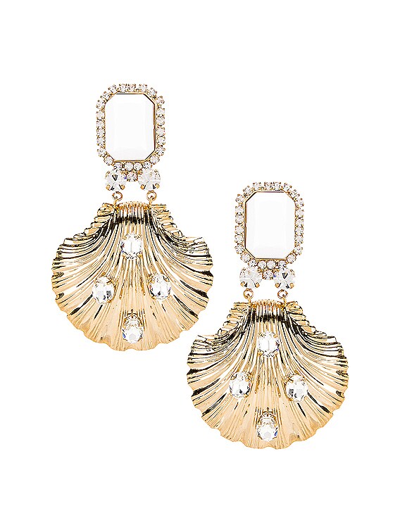 Alessandra Rich Shell Earrings in Gold FWRD