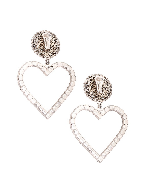 Crystal Heart Earrings with Pearl Clip