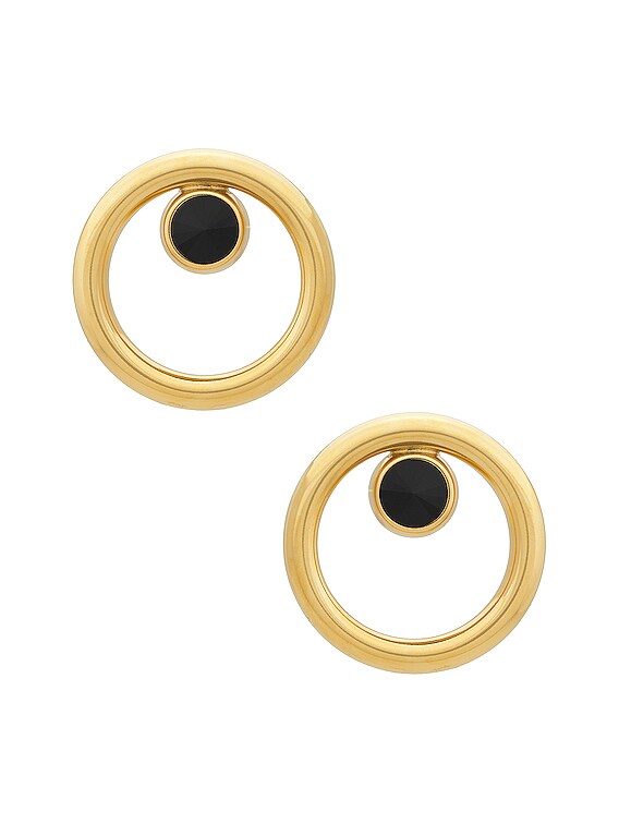 Alessandra Rich Crystal Hoop Earrings in Black Gold FWRD