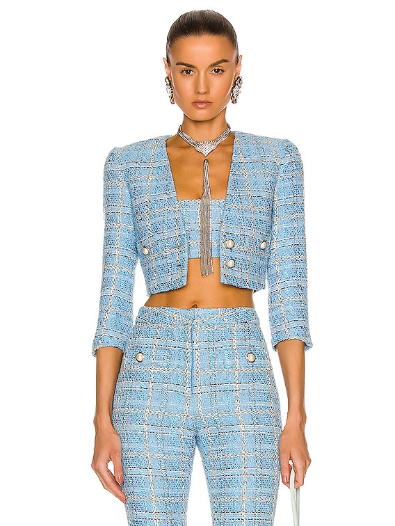 Checked Tweed Cropped Jacket