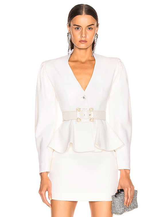 Alessandra Rich Peplum Jacket in White FWRD