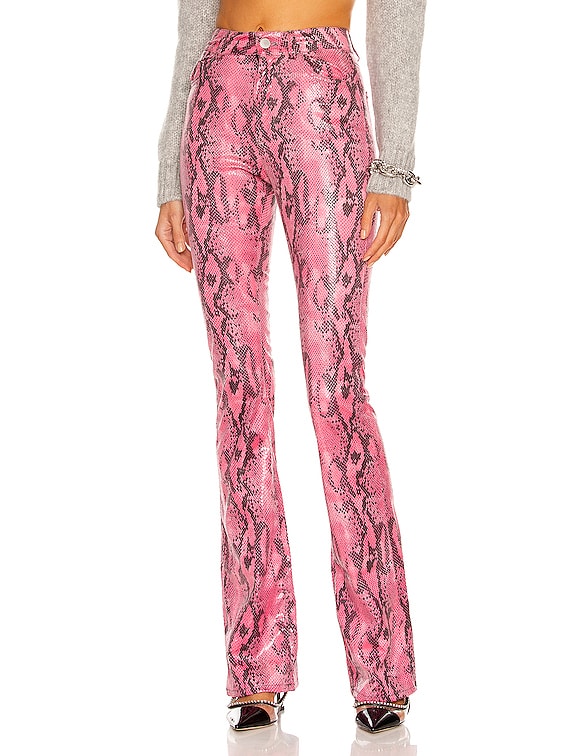 Alessandra Rich Python Print High Waisted Trouser in Pink