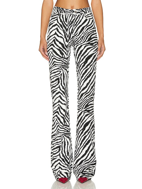 Zebra Printed Basic Flared Pants