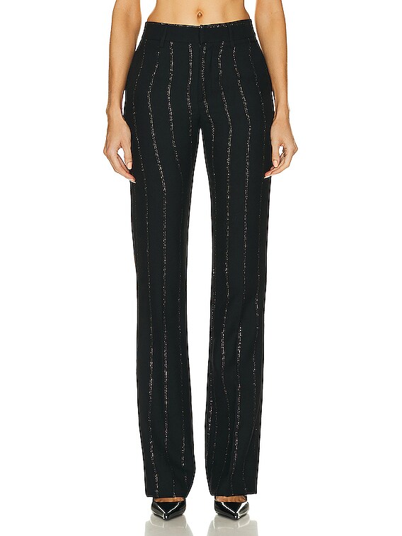 Alessandra Rich Lurex Pinstripe Trousers in Black Gold FWRD