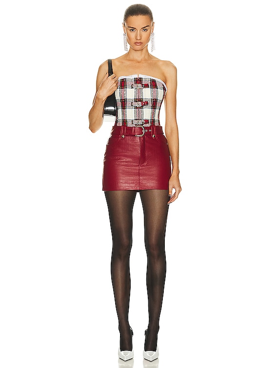 Alessandra Rich Croco Print Leather Mini Skirt in Red | FWRD