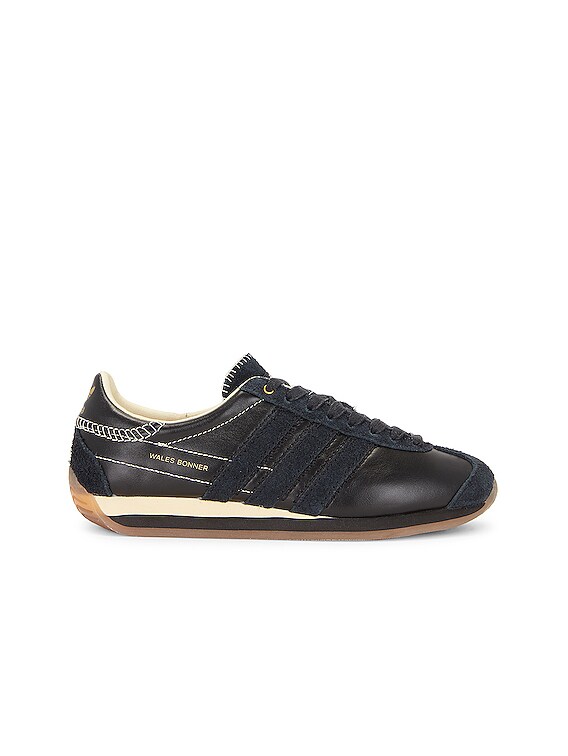 adidas by Wales Bonner WB Country in Black & Easy Yellow | FWRD display picture 2