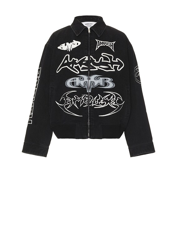 Ambush Patch Denim Bomber in Black | FWRD Ambush Patch Denim Bomber in Black | FWRD