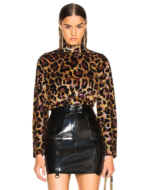 leopard sequin top
