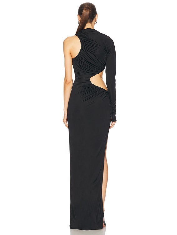 black ruched cut out dress 裙子