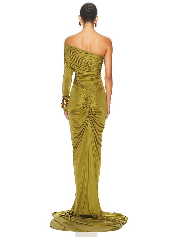 One Sleeve Ruched Gown