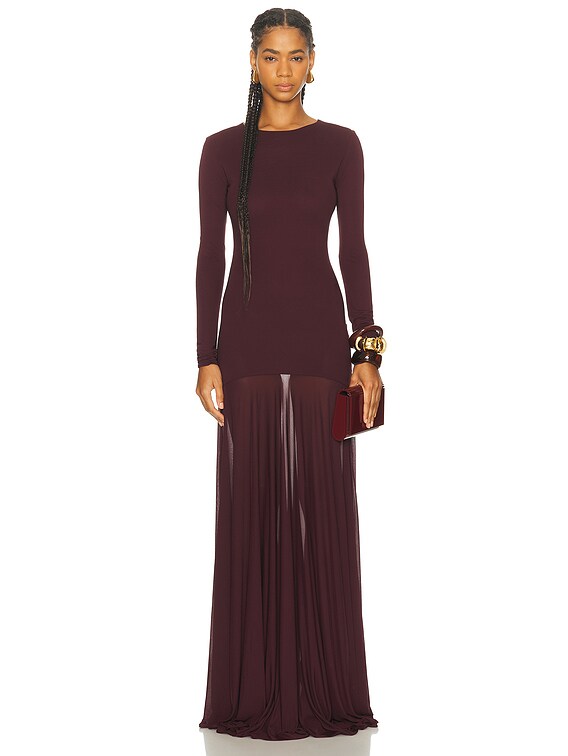 burgundy long sleeve maxi dress Burgundy Maxi Dress with Long Sleeves main image 1