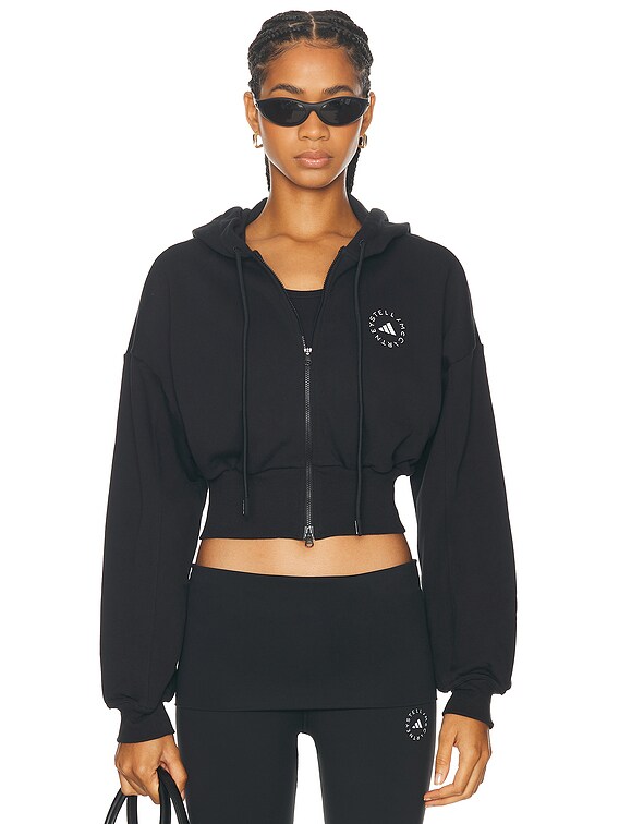 【新品タグ付】 by Stella McCartney トップス M adidas by Stella McCartney Cropped Zipped Hoodie in Black | FWRD