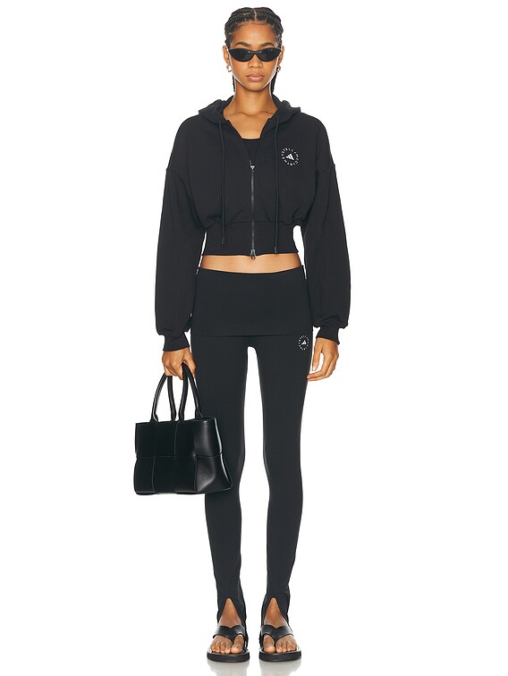 adidas by Stella McCartney Cropped Zipped Hoodie in Black | FWRD