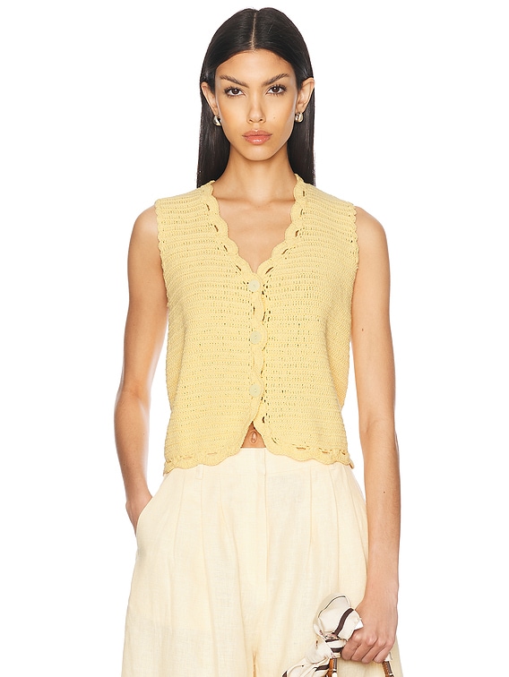 All That Remains Lucy Crochet Vest in Butter Yellow | FWRD
