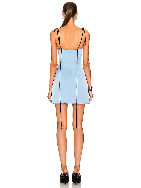 THE ATTICO Tie Strap Mini Dress in Baby Blue FWRD