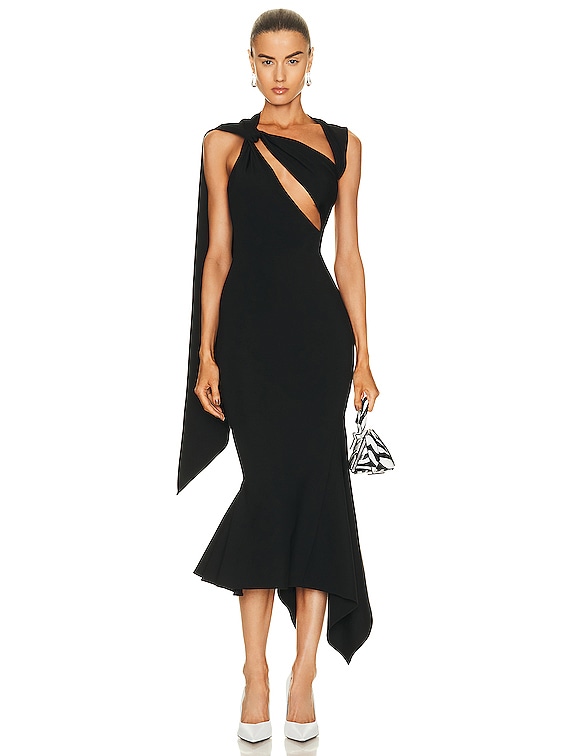 THE ATTICO Samm Midi Dress in Black FWRD