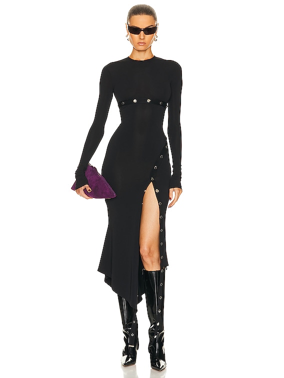 ワンピース THE ATTICO FW24 LONG DRESS JERSEY (248WCM174A014 100) The Attico Long draped jersey dress | The Fashion Square