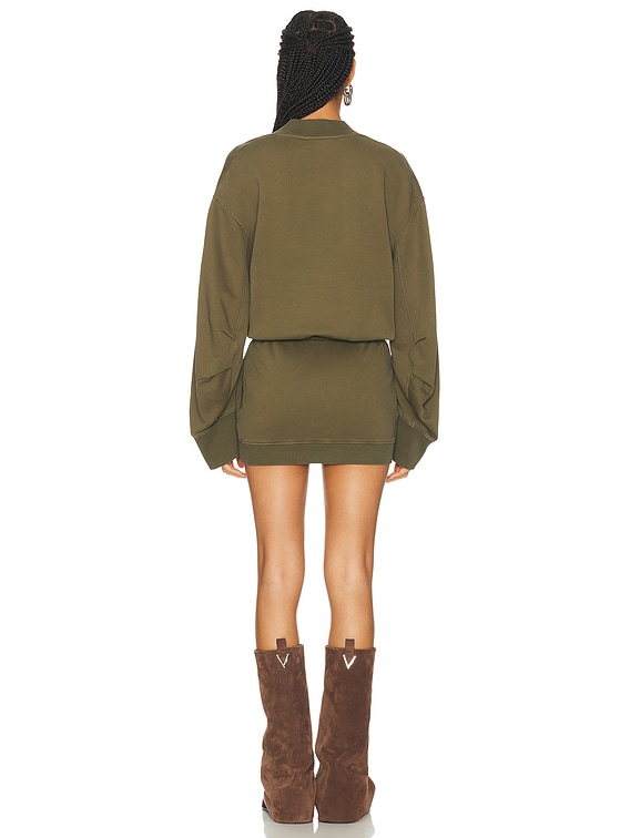 ワンピース THE ATTICO FW25 FLEECE MINI DRESS (WCA00393JJF006AA 183) THE ATTICO Long Sleeve Fleece Mini Dress in Melange Grey | FWRD