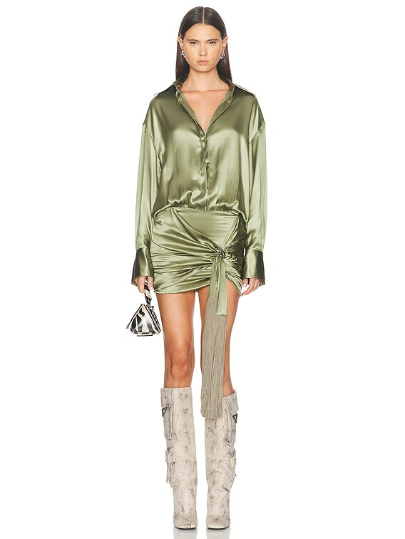 ワンピースその他 The Attico Military green mini dress with rhinestones Rent The Attico Green Dress | By Rotation UK