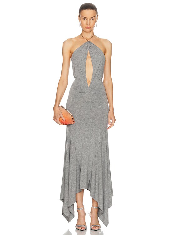 THE ATTICO Long Jersey Dress in Grey | FWRD