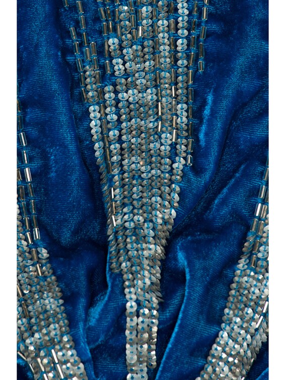 attico blue velvet dress THE ATTICO Carolina Embroidered Velvet Dress in Blue
