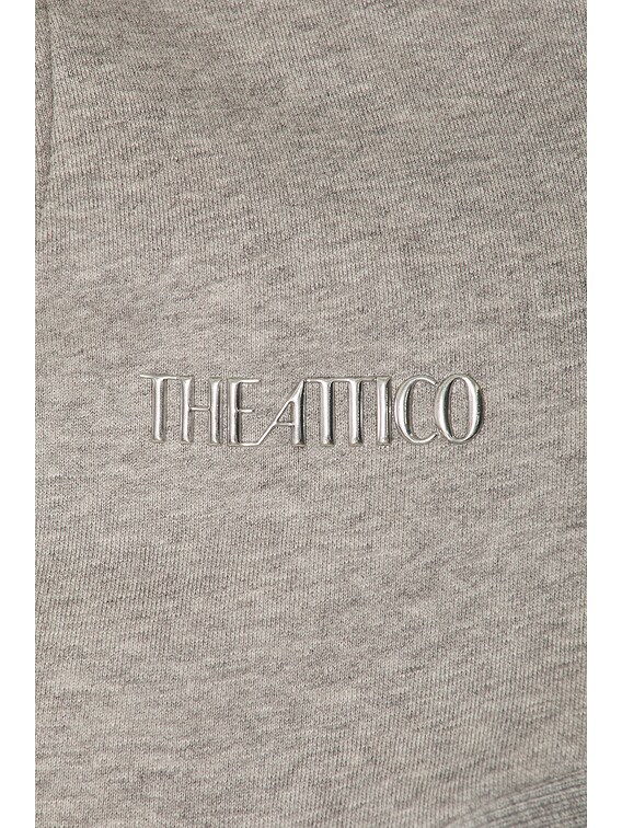 THE ATTICO Long Sleeve Fleece Mini Dress in Melange Grey | FWRD
