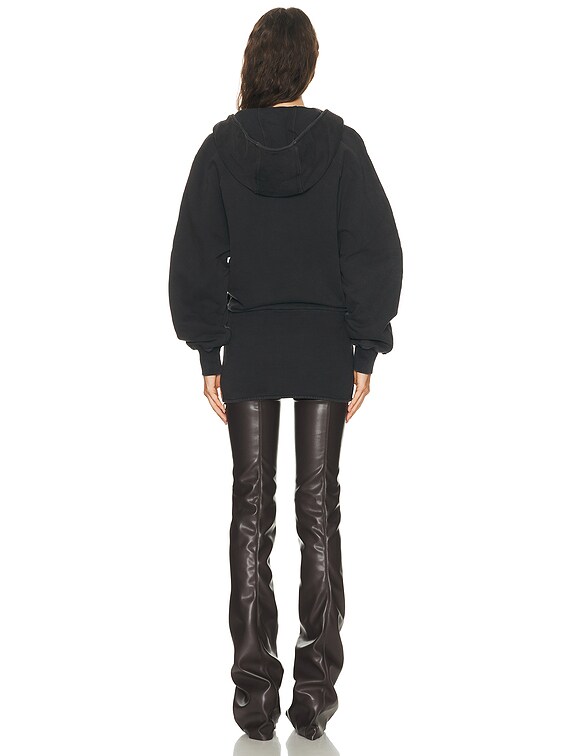 THE ATTICO Hoodie Mini Dress in Faded Black | FWRD