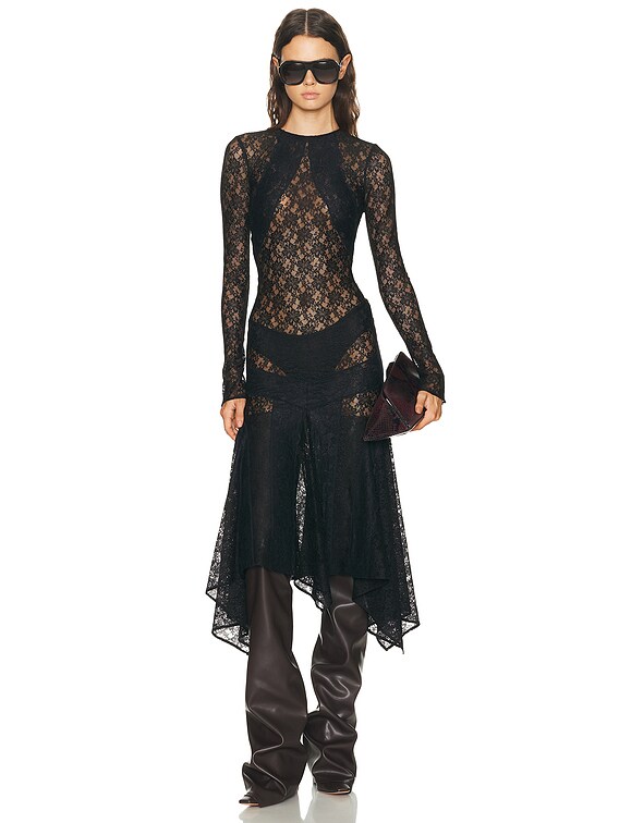 knee length dresses for ladies Black Lace Agatha Midi Dress